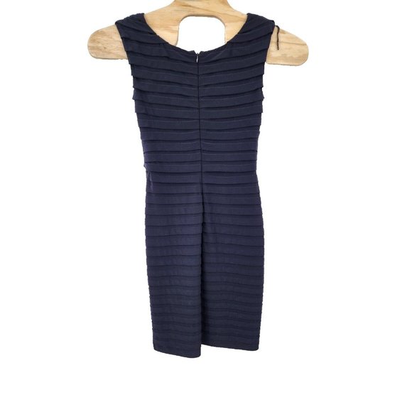 Adrianna Papell Tiered Scalloped Dress Womens Size 10 Blue Party Stretch Bodycon - Picture 5 of 8